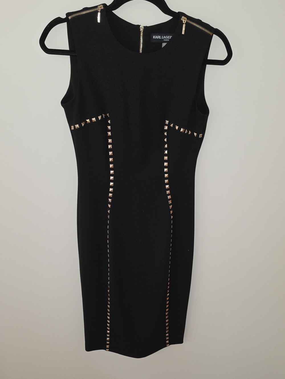 Karl Lagerfeld Black Midi Dress with Silver Stud Detailing